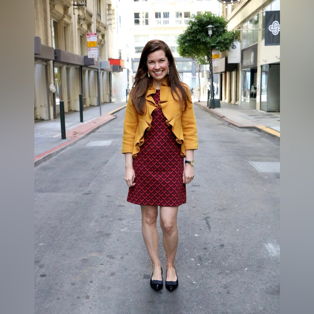 Cute Mod Style Shift Dress in a texture cozy jersey fabric